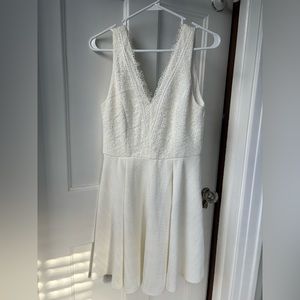 White Size M Textured White Skater Dress